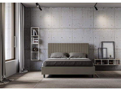 Lit en cuir, 160 x 200 cm, marron