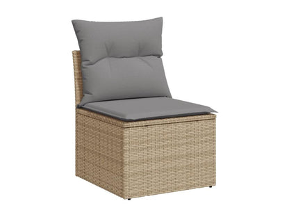 Ensemble de mobilier de jardin 13 pièces avec coussins, en résine tressée beige