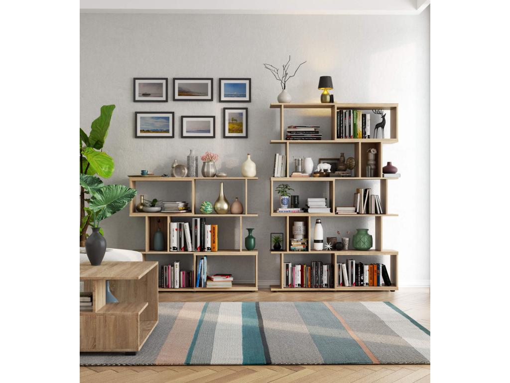 Étagère en bois effet chêne, 120 x 28,4 x 107,5 cm, naturel