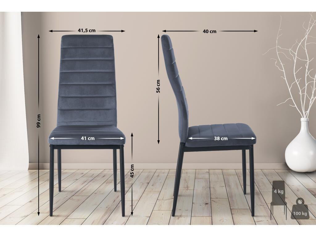 Chaise de salle à manger en métal, grise