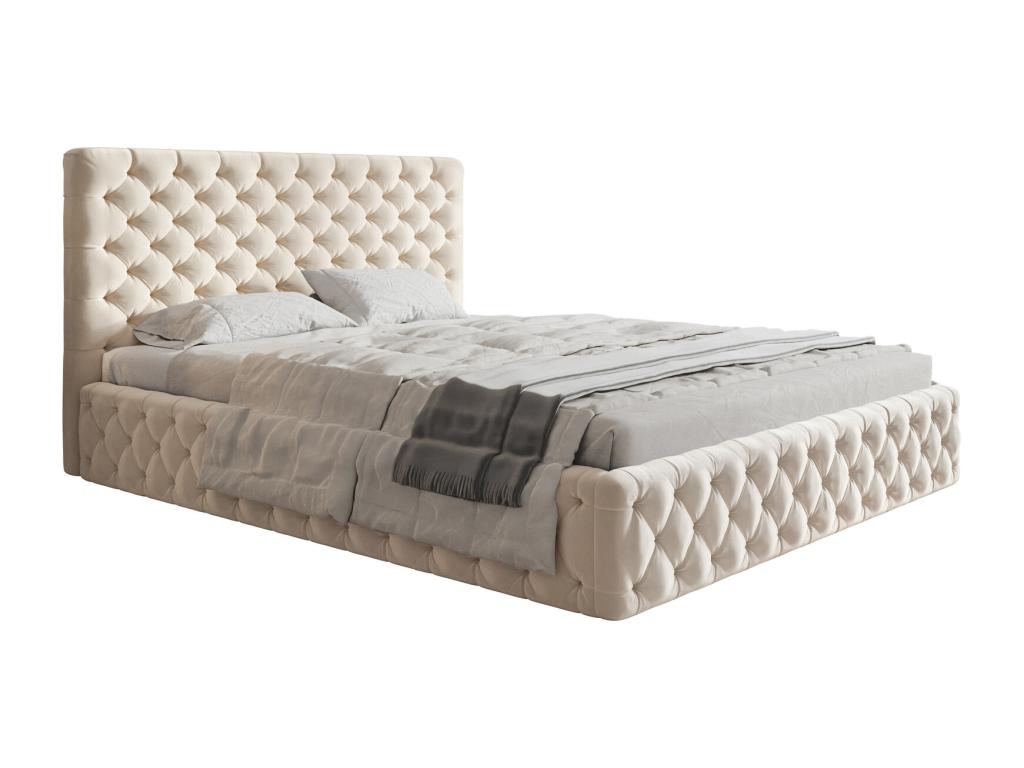 Lit en velours, 180 x 200 cm, beige