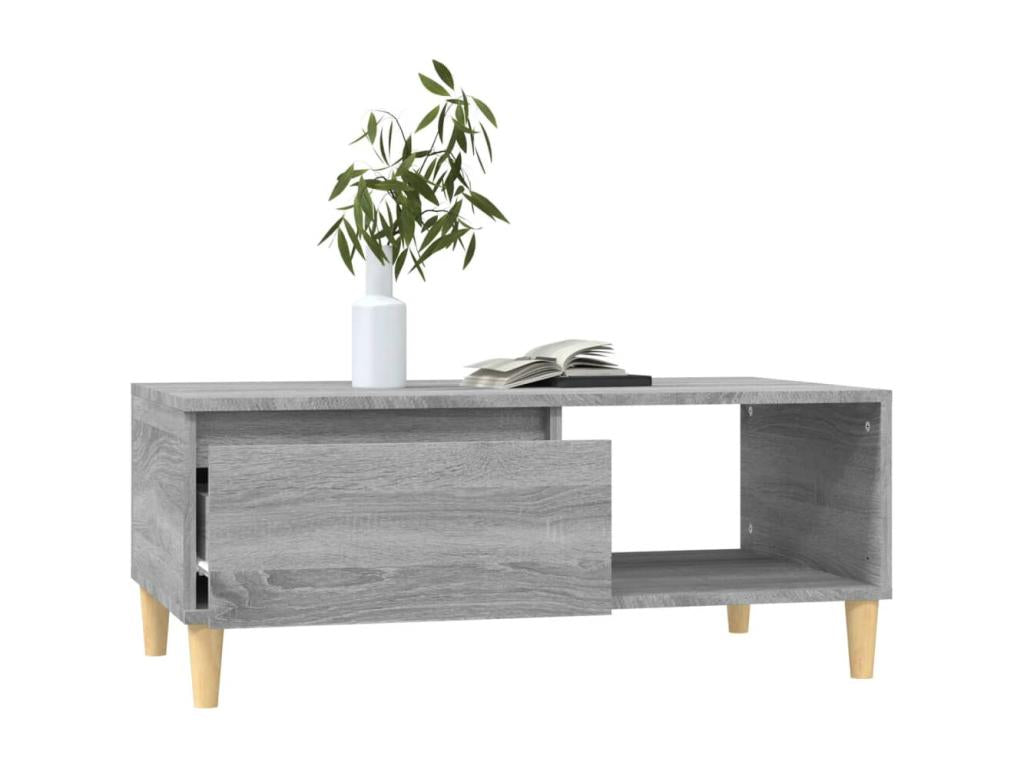 Table basse en bois composite, 90 x 50 x 36,5 cm, grise